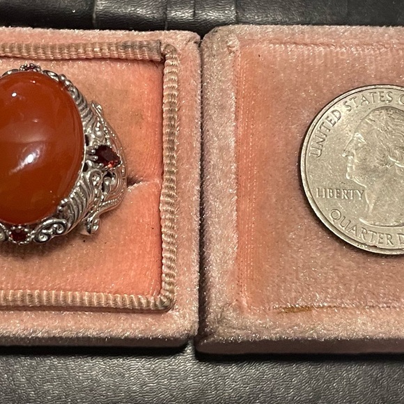 Huge Karis STS Red Agate Mozambique Cabochon Statement Ring Sz8 NWOT - Picture 7 of 10